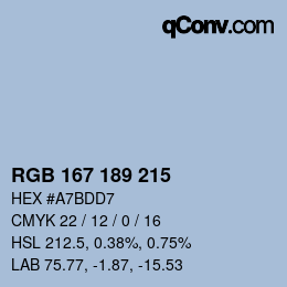 カラーコード: RGB 167 189 215 | qconv.com