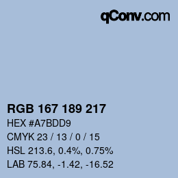 Color code: RGB 167 189 217 | qconv.com