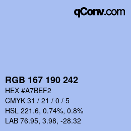 Código de color: RGB 167 190 242 | qconv.com