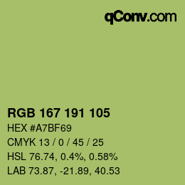 Color code: RGB 167 191 105 | qconv.com