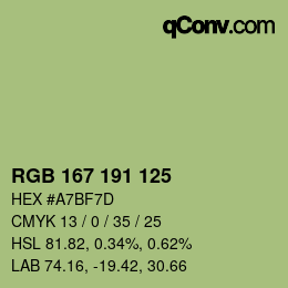 Farbcode: RGB 167 191 125 | qconv.com