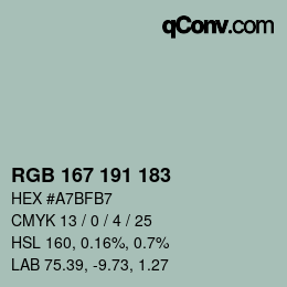 Color code: RGB 167 191 183 | qconv.com