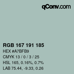 カラーコード: RGB 167 191 185 | qconv.com