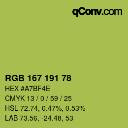 Color code: RGB 167 191 78 | qconv.com
