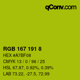颜色代码: RGB 167 191 8 | qconv.com