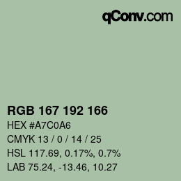 Color code: RGB 167 192 166 | qconv.com