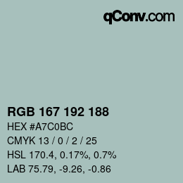 Color code: RGB 167 192 188 | qconv.com