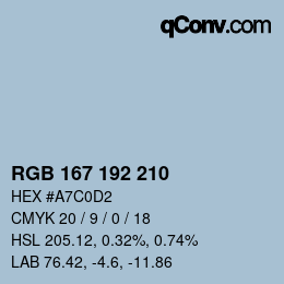 カラーコード: RGB 167 192 210 | qconv.com