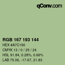 颜色代码: RGB 167 193 144 | qconv.com