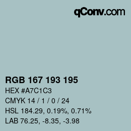 颜色代码: RGB 167 193 195 | qconv.com