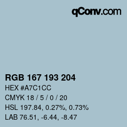 カラーコード: RGB 167 193 204 | qconv.com
