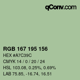 Color code: RGB 167 195 156 | qconv.com