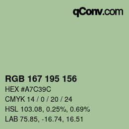 颜色代码: RGB 167 195 156 | qconv.com