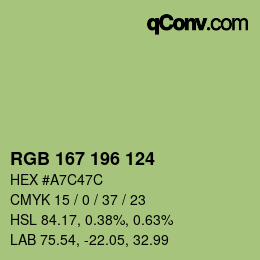 Color code: RGB 167 196 124 | qconv.com