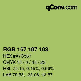Color code: RGB 167 197 103 | qconv.com