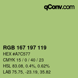 Código de color: RGB 167 197 119 | qconv.com