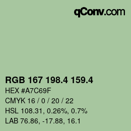 カラーコード: RGB 167 198.4 159.4 | qconv.com