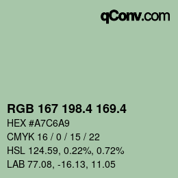 カラーコード: RGB 167 198.4 169.4 | qconv.com