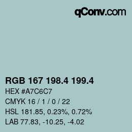 カラーコード: RGB 167 198.4 199.4 | qconv.com