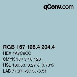 カラーコード: RGB 167 198.4 204.4 | qconv.com