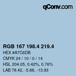 カラーコード: RGB 167 198.4 219.4 | qconv.com