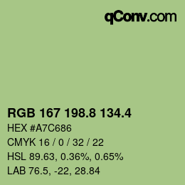 カラーコード: RGB 167 198.8 134.4 | qconv.com