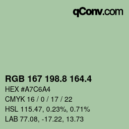 カラーコード: RGB 167 198.8 164.4 | qconv.com