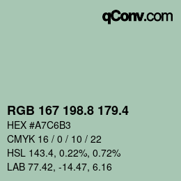 カラーコード: RGB 167 198.8 179.4 | qconv.com