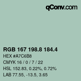 カラーコード: RGB 167 198.8 184.4 | qconv.com