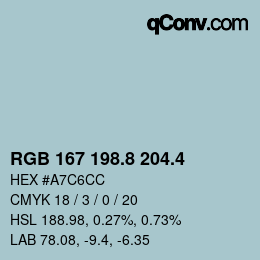 カラーコード: RGB 167 198.8 204.4 | qconv.com