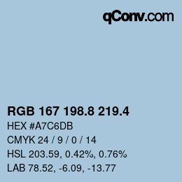 カラーコード: RGB 167 198.8 219.4 | qconv.com