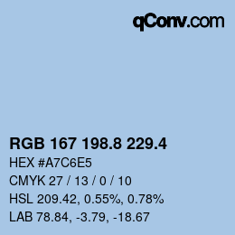 カラーコード: RGB 167 198.8 229.4 | qconv.com
