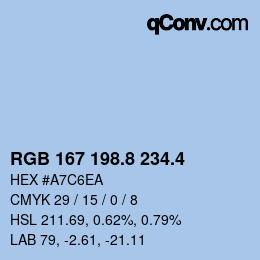 カラーコード: RGB 167 198.8 234.4 | qconv.com
