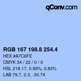 カラーコード: RGB 167 198.8 254.4 | qconv.com
