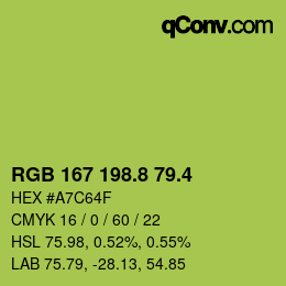 カラーコード: RGB 167 198.8 79.4 | qconv.com