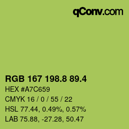 カラーコード: RGB 167 198.8 89.4 | qconv.com