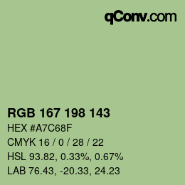 Color code: RGB 167 198 143 | qconv.com