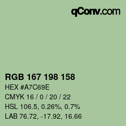 Color code: RGB 167 198 158 | qconv.com