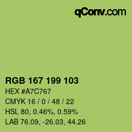 Color code: RGB 167 199 103 | qconv.com