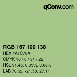 カラーコード: RGB 167 199 138 | qconv.com