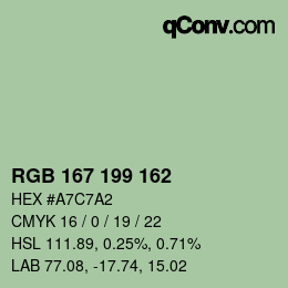 カラーコード: RGB 167 199 162 | qconv.com