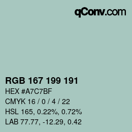 Código de color: RGB 167 199 191 | qconv.com