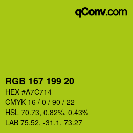 Color code: RGB 167 199 20 | qconv.com