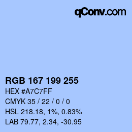 Color code: RGB 167 199 255 | qconv.com
