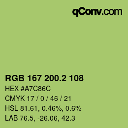 カラーコード: RGB 167 200.2 108 | qconv.com