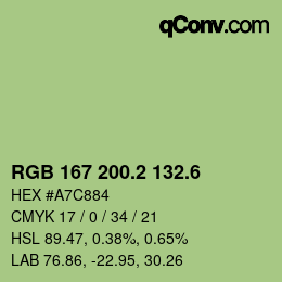 カラーコード: RGB 167 200.2 132.6 | qconv.com