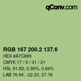 カラーコード: RGB 167 200.2 137.6 | qconv.com