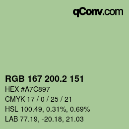 カラーコード: RGB 167 200.2 151 | qconv.com