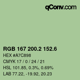 カラーコード: RGB 167 200.2 152.6 | qconv.com