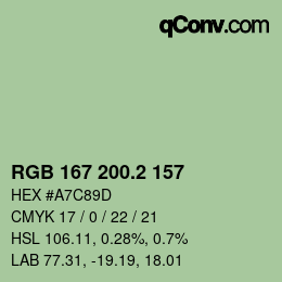 カラーコード: RGB 167 200.2 157 | qconv.com